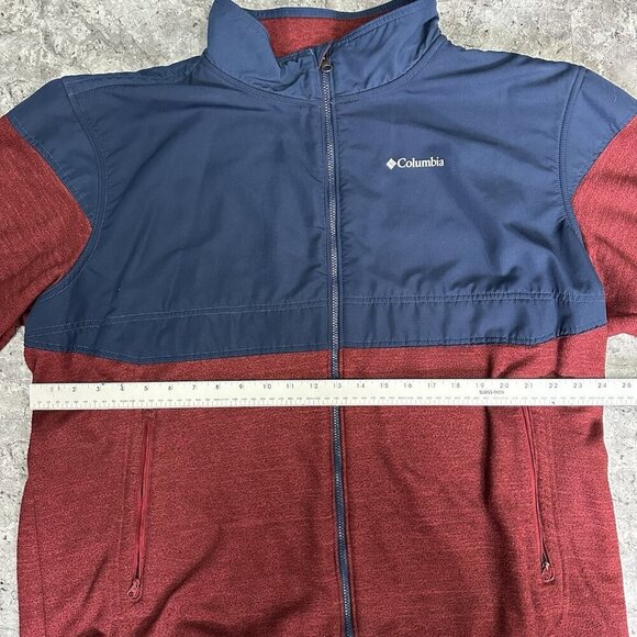 Columbia Mens Full Zip Fleece Jacket 2 Tone Blue Maroon Sz XXL Shacket - Picture 5 of 6